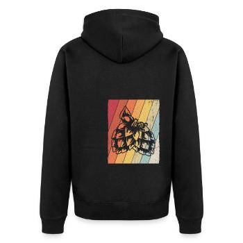 Vintage Bier Biertrinken Bier Fun Beerpong Hopfen - Unisex Premium Bio Zip Hoodie - Schwarz - Hinten - Nico (187cm)