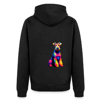 Colorful Pop Art Kerry Blue Terrier Terriers - Unisex Premium Organic Zip Hoodie - black - Back - Nico (187cm)