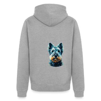 Polygon Art Kerry Blue Terrier Terriers - Unisex Premium Bio Zip Hoodie - Grau meliert - Hinten - Nico (187cm)
