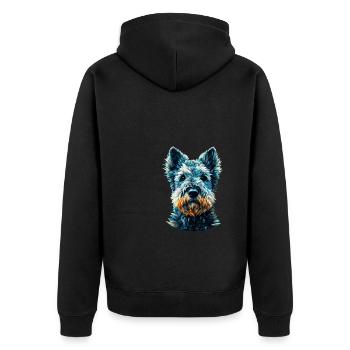 Polygon Art Kerry Blue Terrier Terriers - Unisex Premium Bio Zip Hoodie - Schwarz - Hinten - Nico (187cm)