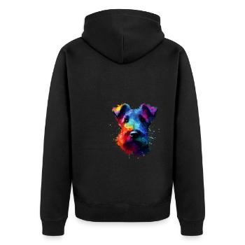 Bunte Splash Art Kerry Blue Terrier Terrier - Unisex Premium Bio Zip Hoodie - Schwarz - Hinten - Nico (187cm)