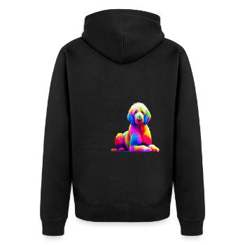Pop Art coloré Komondor Chien de berger hongrois - Veste à capuche bio Premium Unisexe - noir - Dos - Nico (187cm)
