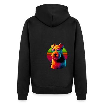 Retro Sunset Sunglasses Lakeland Terrier Terriers - Unisex Premium Organic Zip Hoodie - black - Back - Nico (187cm)