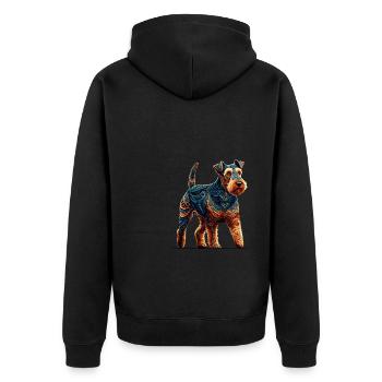 Mandala Art Lakeland Terrier Terriers Lakie - Unisex Premium Organic Zip Hoodie - black - Back - Nico (187cm)