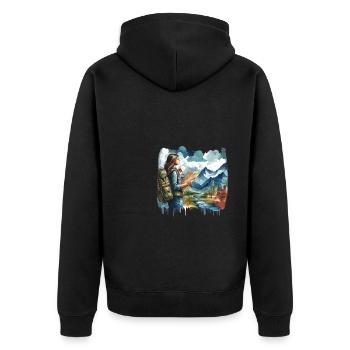 Travel Traveling Adventure Traveler - Unisex Premium Organic Zip Hoodie - black - Back - Nico (187cm)