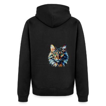 Polygon Art Bengal Cat - Unisex Premium Organic Zip Hoodie - black - Back - Nico (187cm)