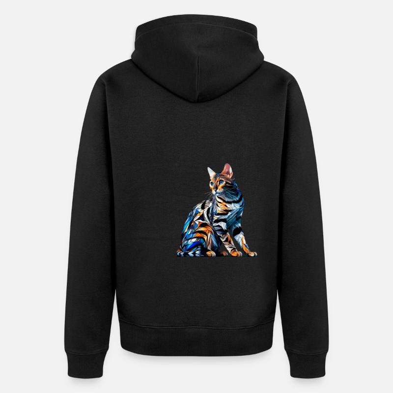 Polygone Art Bengal Chat - Veste à capuche bio Premium Unisexe - noir