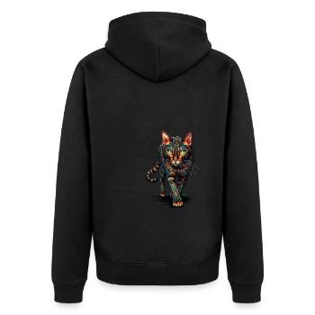 Mandala Art Bengalkatze - Unisex Premium Bio Zip Hoodie - Schwarz - Hinten - Nico (187cm)