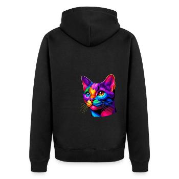 Chat Bombay Pop Art coloré - Veste à capuche bio Premium Unisexe - noir - Dos - Nico (187cm)