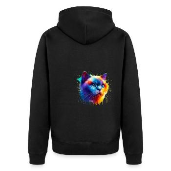 Colorful Splash Art Colorpoint Shorthair - Veste à capuche bio Premium Unisexe - noir - Dos - Nico (187cm)