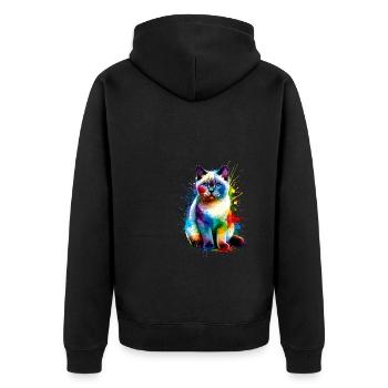 Colorful Splash Art Colorpoint Shorthair - Veste à capuche bio Premium Unisexe - noir - Dos - Nico (187cm)