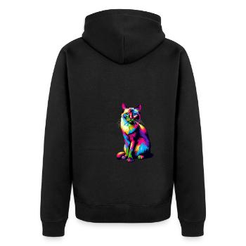 Bunte Pop Art Balinesische Katze Langhaarig - Unisex Premium Bio Zip Hoodie - Schwarz - Hinten - Nico (187cm)