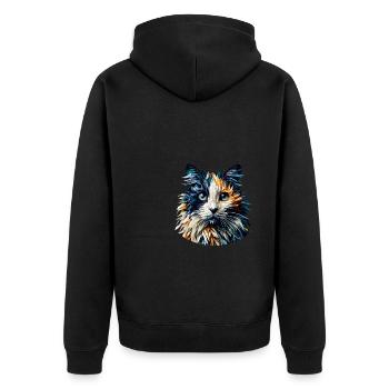 Polygon Art Balinesische Katze Langhaarige Siamkatze - Unisex Premium Bio Zip Hoodie - Schwarz - Hinten - Nico (187cm)