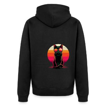 Retro Sonnenuntergang Sonnenbrille Bombay Katze - Unisex Premium Bio Zip Hoodie - Schwarz - Hinten - Nico (187cm)