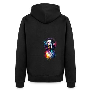 Splash Art Headphones English Setter Laverack - Unisex Premium Organic Zip Hoodie - black - Back - Nico (187cm)