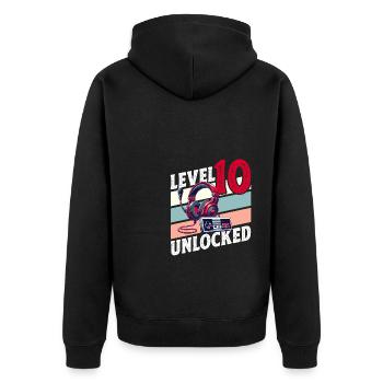 10E ANNIVERSAIRE GARÇON RETRO GAMER NIVEAU DE JEU - Veste à capuche bio Premium Unisexe - noir - Dos - Nico (187cm)