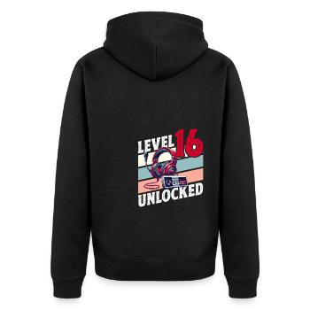 16E ANNIVERSAIRE GARÇON RETRO GAMER NIVEAU DE JEU - Veste à capuche bio Premium Unisexe - noir - Dos - Nico (187cm)
