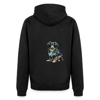 Polygon Art Kleine Münsterländer Münsterländer - Unisex Premium Bio Zip Hoodie - Schwarz - Hinten - Nico (187cm)