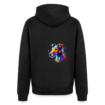 Colorful Splash Art Smooth Fox Terrier - Unisex Premium Organic Zip Hoodie - black - Back - Nico (187cm)