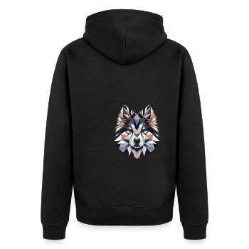 Geometric Art Icelandic Sheepdog - Unisex Premium Organic Zip Hoodie - black - Back - Nico (187cm)