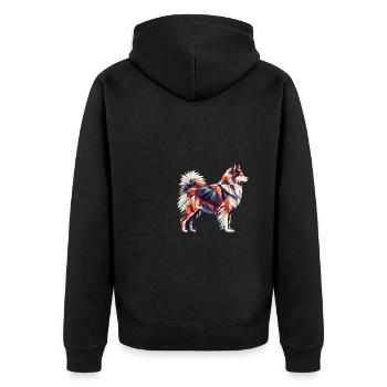 Geometric Art Icelandic Sheepdog - Unisex Premium Organic Zip Hoodie - black - Back - Nico (187cm)