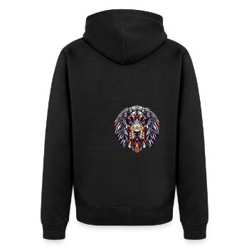 Geometrische Kunst Irish Water Spaniel Spaniels - Unisex Premium Bio Zip Hoodie - Schwarz - Hinten - Nico (187cm)