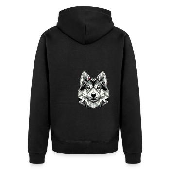 Geometric Art Norwegian Elkhound - Unisex Premium Organic Zip Hoodie - black - Back - Nico (187cm)