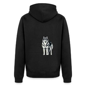 Geometrische Kunst Norwegischer Elchhund - Unisex Premium Bio Zip Hoodie - Schwarz - Hinten - Nico (187cm)