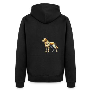 Geometric Line Art Labrador Retriever Lab Dog - Unisex Premium Organic Zip Hoodie - black - Back - Nico (187cm)