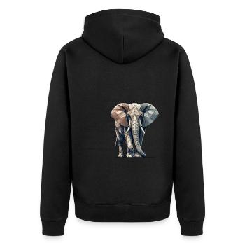 Geometric Art Elephant Elephants Wildlife Safari - Unisex Premium Organic Zip Hoodie - black - Back - Nico (187cm)