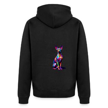Bunte Pop Art Peruanischer haarloser Hund - Unisex Premium Bio Zip Hoodie - Schwarz - Hinten - Nico (187cm)