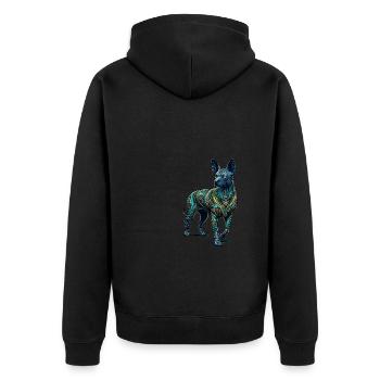 Mandala Art Peruanischer haarloser Hund - Unisex Premium Bio Zip Hoodie - Schwarz - Hinten - Nico (187cm)