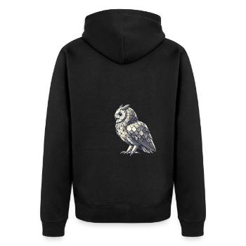 Geometric Art Owl Bird Owlet Owls Lover - Unisex Premium Organic Zip Hoodie - black - Back - Nico (187cm)