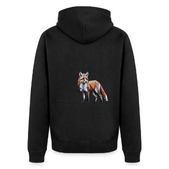 Geometrische Kunst Fuchs Füchse - Unisex Premium Bio Zip Hoodie - Schwarz - Hinten - Nico (187cm)