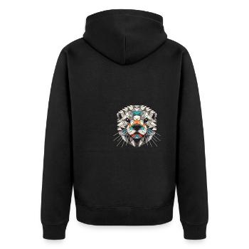 Geometrische Kunst Otter - Unisex Premium Bio Zip Hoodie - Schwarz - Hinten - Nico (187cm)