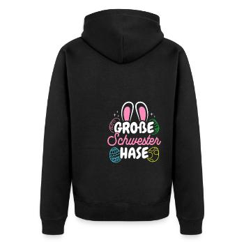 Grande soeur lapin de Pâques lapin famille Pâques Ges - Veste à capuche bio Premium Unisexe - noir - Dos - Nico (187cm)
