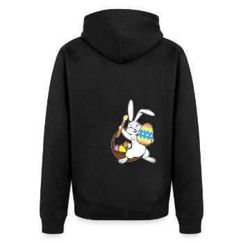 Lapin de Pâques peint oeuf de Pâques peinture chasse aux oeufs - Veste à capuche bio Premium Unisexe - noir - Dos - Nico (187cm)