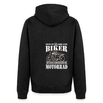55 Birthday 1969 Motorcyclist Motorcycle - Unisex Premium Organic Zip Hoodie - black - Back - Nico (187cm)