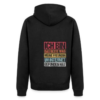 Internet Date Dating Fun Girlfriend Relationship Couple K - Unisex Premium Organic Zip Hoodie - black - Back - Nico (187cm)