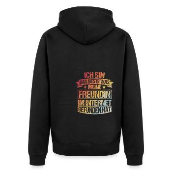 I'm the best thing my girlfriend does on the internet. - Unisex Premium Organic Zip Hoodie - black - Back - Nico (187cm)