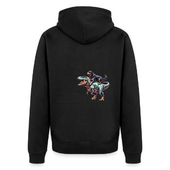 Geometric Art Dinosaur T-Rex Rottweiler - Unisex Premium Organic Zip Hoodie - black - Back - Nico (187cm)