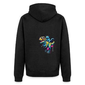 Pop Art Dinosaur T-Rex Chartreux Tyrannosaurus - Unisex Premium Organic Zip Hoodie - black - Back - Nico (187cm)