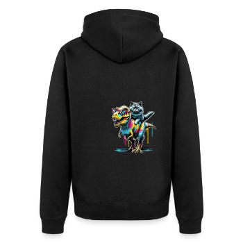 Pop Art Dinosaure T-Rex Chat Sibérien - Veste à capuche bio Premium Unisexe - noir - Dos - Nico (187cm)
