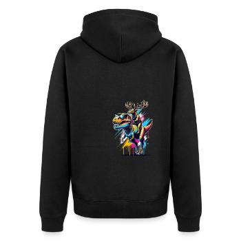 Pop Art Dinosaur T-Rex Reindeer Tyrannosaurus Rex - Unisex Premium Organic Zip Hoodie - black - Back - Nico (187cm)