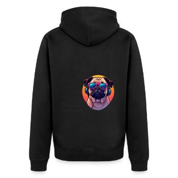 Carlin avec lunettes de soleil et écouteurs dans le Pop Art - Veste à capuche bio Premium Unisexe - noir - Dos - Nico (187cm)