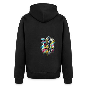 Splash Art Dinosaure T-Rex Singe Tyrannosaurus Rex - Veste à capuche bio Premium Unisexe - noir - Dos - Nico (187cm)