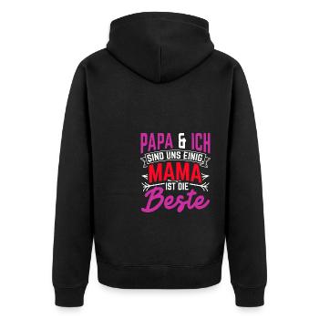 Dad & I agree Mom is the best darling - Unisex Premium Organic Zip Hoodie - black - Back - Nico (187cm)