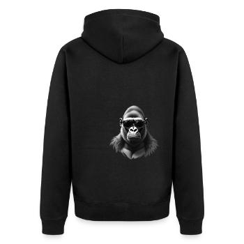 Gorilla mit Sonnenbrille Tier Motiv Kunst Affe - Unisex Premium Bio Zip Hoodie - Schwarz - Hinten - Nico (187cm)