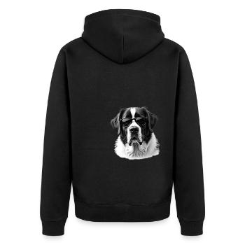 Bernhardiner Sonnenbrille Tier Motiv Bernhardiner - Unisex Premium Bio Zip Hoodie - Schwarz - Hinten - Nico (187cm)