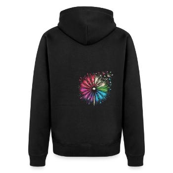 Regenbogen Blume in bunten Farben - Unisex Premium Bio Zip Hoodie - Schwarz - Hinten - Nico (187cm)